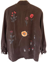 Lade das Bild in den Galerie-Viewer, *Kupferseide* Bluse 80s Blumenprint Braun (XL)
