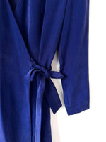 Lade das Bild in den Galerie-Viewer, *Seide* Wickelblazer Kleid 80s Royalblau (S-M)
