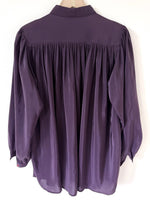 Lade das Bild in den Galerie-Viewer, *Seide* Bluse Premium Basic Aubergine Ballonärmel (L)
