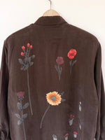 Lade das Bild in den Galerie-Viewer, *Kupferseide* Bluse 80s Blumenprint Braun (XL)
