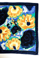 Lade das Bild in den Galerie-Viewer, *Seide* Tuch 80s Blumen Marine Senf
