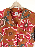 Lade das Bild in den Galerie-Viewer, *Leinen* Bluse Cropped Blumen Print Rost (XL)
