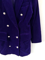 Lade das Bild in den Galerie-Viewer, *Samt* Blazer 80s Zweireiher Lila (S-M)
