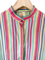 Lade das Bild in den Galerie-Viewer, *Seide* Bluse 80s Blockstreifen Pastell (M)
