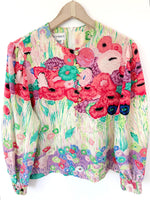 Lade das Bild in den Galerie-Viewer, *Seide* RARE Bluse 80s Pastell Wildblumen (M)
