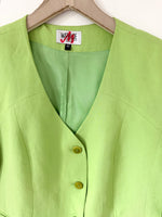 Lade das Bild in den Galerie-Viewer, *Leinen* Cropped Blazer 80s Premium Lindgrün (L)
