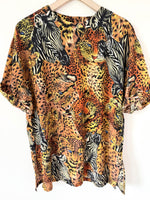 Lade das Bild in den Galerie-Viewer, Bluse 80s Animal Print Senf (M-L)
