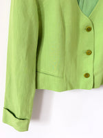Lade das Bild in den Galerie-Viewer, *Leinen* Cropped Blazer 80s Premium Lindgrün (L)
