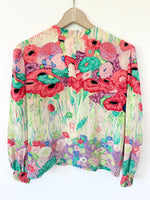 Lade das Bild in den Galerie-Viewer, *Seide* RARE Bluse 80s Pastell Wildblumen (M)
