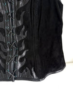 Lade das Bild in den Galerie-Viewer, *Leder* Corsage Grunge Flammen Stick (XL)
