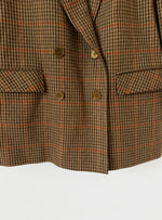 Lade das Bild in den Galerie-Viewer, *Wolle* Blazer Zweireiher 80s Tartan Khaki Rost (L-XL)
