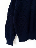 Lade das Bild in den Galerie-Viewer, *Benetton* Pullover Marine Lochstick (L)
