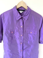Lade das Bild in den Galerie-Viewer, *Seide* Bluse Premium Basic Flieder Shiny (L)
