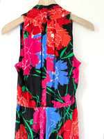 Lade das Bild in den Galerie-Viewer, *Seide* Kleid 80s Blumen Volants Pink (M-L)
