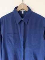 Lade das Bild in den Galerie-Viewer, *Seide* Bluse Premium Basic Blau Perlmutt (L)
