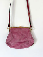 Lade das Bild in den Galerie-Viewer, Wildleder Tasche 70s Altrosa Blumen Stick
