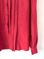 Lade das Bild in den Galerie-Viewer, *Seide* Bluse Premium Basic Rot Ballonärmel (M-L)

