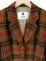 Lade das Bild in den Galerie-Viewer, *Wolle* Blazer 80s Herbst Tartan Rostrot (S-M)
