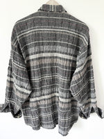 Lade das Bild in den Galerie-Viewer, Wolle Flanellhemd Overshirt Grau Streifen (XL)
