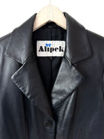 Lade das Bild in den Galerie-Viewer, Leder Mantel 90s Classic Schwarz (M)
