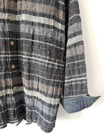 Lade das Bild in den Galerie-Viewer, Wolle Flanellhemd Overshirt Grau Streifen (XL)
