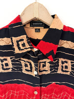 Lade das Bild in den Galerie-Viewer, *Seide* Bluse 90s Print Rot Beige (XL)
