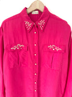 Lade das Bild in den Galerie-Viewer, *Seide* Bluse Perlen Stick Pink (L)
