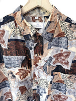 Lade das Bild in den Galerie-Viewer, *Seide* Hemd 80s Print Herbst Braun (XL)
