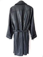 Lade das Bild in den Galerie-Viewer, Leder Trenchcoat 80s Mantel Mitternachtblau (XL)
