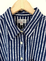 Lade das Bild in den Galerie-Viewer, *Leinen* Overshirt Bluse Marine Nadelstreifen (XL)
