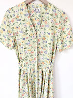 Lade das Bild in den Galerie-Viewer, Kleid 80s Pastell Blumen Mint (S-M)
