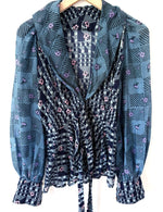 Lade das Bild in den Galerie-Viewer, RARE Cardigan Bluse 70s Ballonärmel (S)
