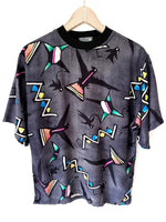 Lade das Bild in den Galerie-Viewer, Bluse 80s Shirt Vögel Print Pink (L)
