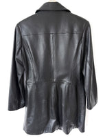 Lade das Bild in den Galerie-Viewer, Leder Mantel 90s Classic Schwarz (M)
