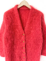 Lade das Bild in den Galerie-Viewer, *Mohair Wolle* Cardigan Handmade 80s Koralle (M-L)
