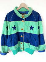 Lade das Bild in den Galerie-Viewer, Wildleder Jacke 80s Blouson Sterne Stick (L)
