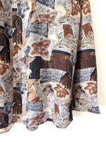 Lade das Bild in den Galerie-Viewer, *Seide* Hemd 80s Print Herbst Braun (XL)

