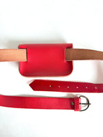 Lade das Bild in den Galerie-Viewer, Ledergürtel mit Taschen 70s Rot  (70-100)
