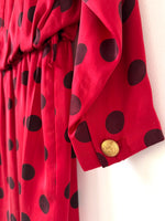 Lade das Bild in den Galerie-Viewer, *Seide* Kleid 80s Polka Dots Rot (M)

