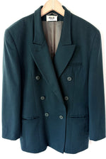 Lade das Bild in den Galerie-Viewer, *Kaschmir Wolle* Blazer Zweireiher 80s Tannengrün (L)
