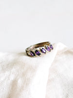 Lade das Bild in den Galerie-Viewer, *925 Sterling Silber* Vintage Ring Rauten Lila (16/56)
