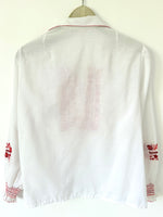 Lade das Bild in den Galerie-Viewer, RARE 70s Bluse Handmade Ungarische Stickerei Rot (L)
