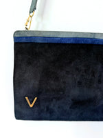 Lade das Bild in den Galerie-Viewer, Wildleder Tasche 70s Blau Clutch
