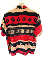 Lade das Bild in den Galerie-Viewer, *Seide* Bluse 90s Print Rot Beige (XL)
