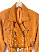 Lade das Bild in den Galerie-Viewer, Lederjacke 80s Cognac Muschel (S-M)
