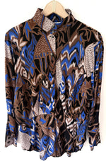 Lade das Bild in den Galerie-Viewer, Bluse 80s Betty Barclay Boho Royalblau (L)
