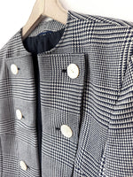 Lade das Bild in den Galerie-Viewer, *Wolle* Cropped Blazer 80s Hahnentritt Marine (M)
