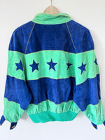 Lade das Bild in den Galerie-Viewer, Wildleder Jacke 80s Blouson Sterne Stick (L)
