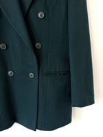 Lade das Bild in den Galerie-Viewer, *Kaschmir Wolle* Blazer Zweireiher 80s Tannengrün (L)
