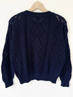Lade das Bild in den Galerie-Viewer, *Benetton* Pullover Marine Lochstick (L)
